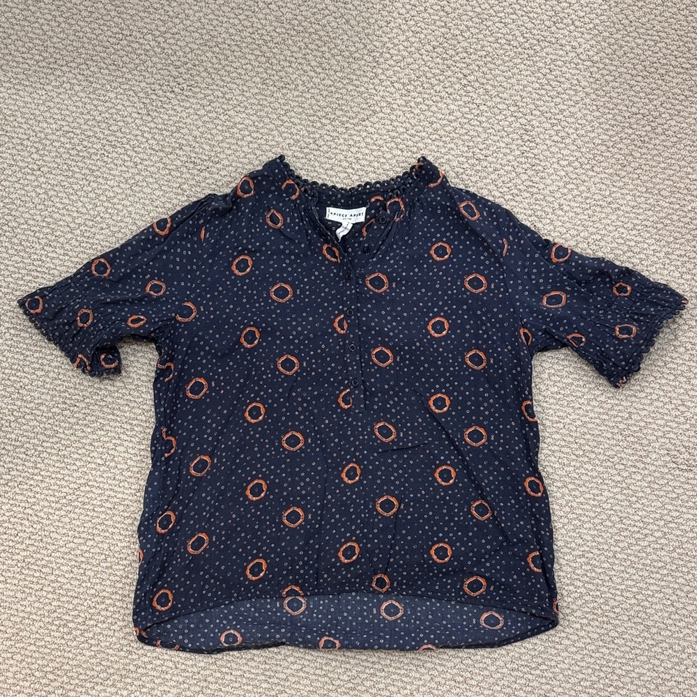 Apiece Apart Shibori Dot Roll Sleeved Blouse sz M